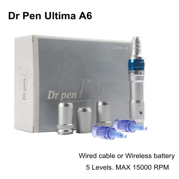 1 set  Electric Derma Roller Dr Pen A6 Rechargeable Auto Micro Needle Wireless Microneedling Machine Derma Stamp Therapy MTS